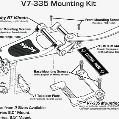 Vibramate V7-335-E-C Gibson ES-335 Archtop Adapter Kit For Bigsby B7 image 2