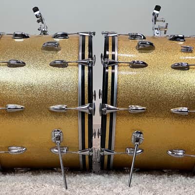 Slingerland 22/22/12/13/16/5.5x14" VIDEO Vintage 60's Drum Set - Gold Sparkle image 8