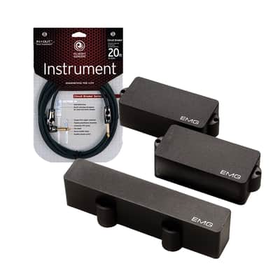 EMG PJ Set Black Active Pickup with FREE Planet Waves 20 ft Circuit Breaker Right Angle Guitar Cable image 1