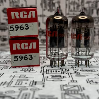 RCA 5963 12AU 7 Black Plate Matched Pair - NOS Vintage Vacuum Tubes - Industrial 12AU7 ECC82 Equivalent - Made in USA image 12