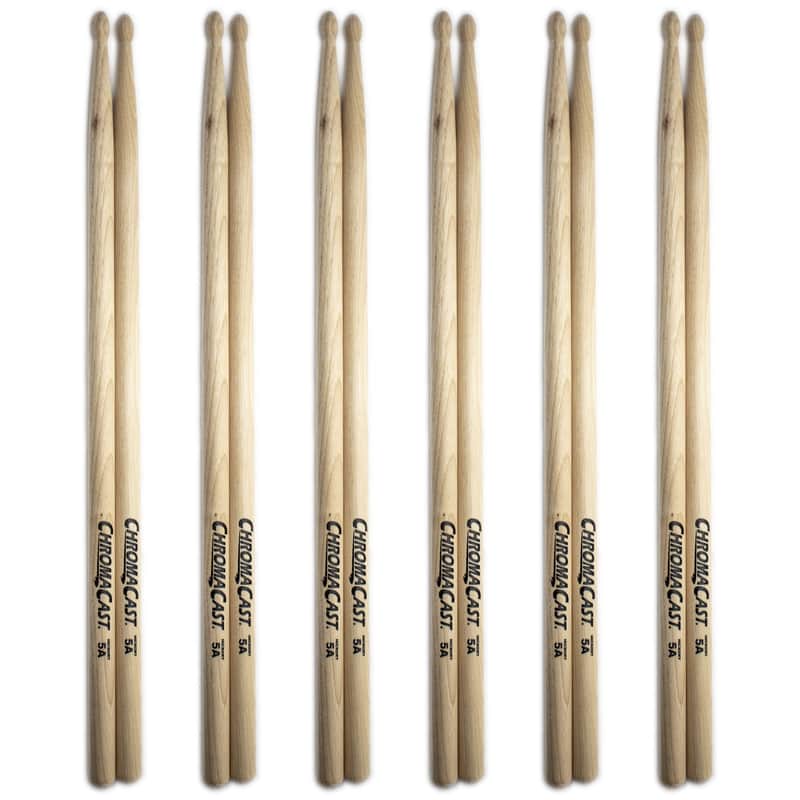 5A USA Made Hickory Wood Tip Drumsticks 6 Pairs image 1