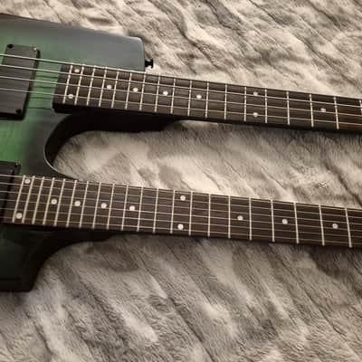 Overlord of Music Double Neck Headless Bass and Electric Guitar - 2020s - Green Burst image 6