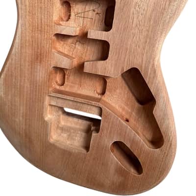 Mahogany Wood Guitar Stratocster Strat Style Body, Double Locking Bridge image 4