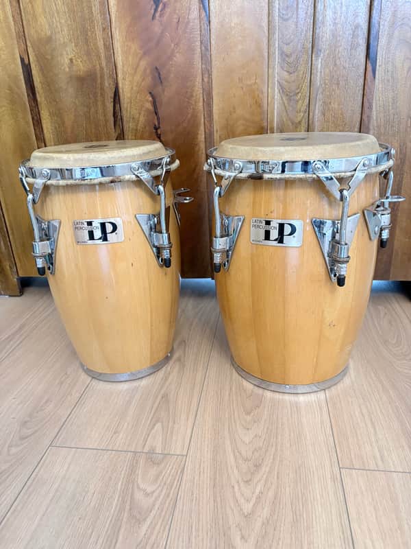 Latin Percussion LP-JRX-AW Junior Natural Wood Conga Set with Comfort Curve, Chrome Hardware Stand image 1