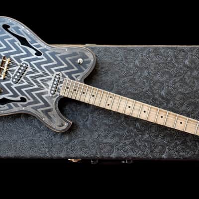 Dax&Co. Ironhorse 2022 Black/Steel Etched Zig-Zag Guitar W/ Hardshell Case & COA! image 4