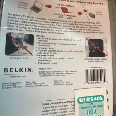 BELKIN 5 pin mini-B retractable USB 2.0 USB Cable image 2