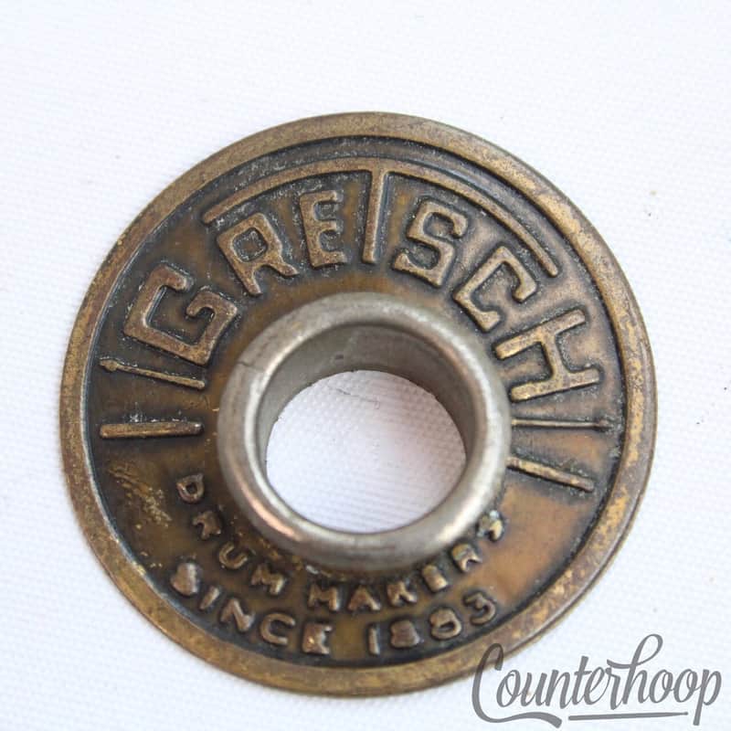 Gretsch Bass Drum Round Badge Vintage 50s-60s 1/2"Grommet Brass RB USA Label Tag image 1