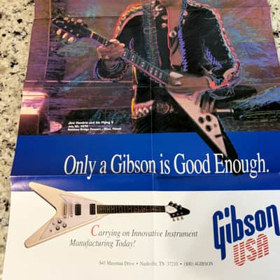 Gibson Poster Catalog Jimi Hendrix 1993 flying V Firebird Melody maker explorer nighthawk image 2