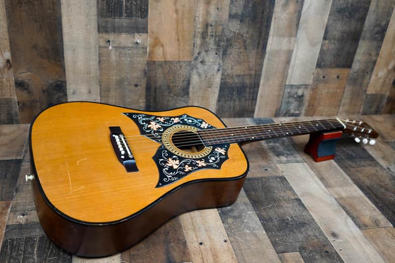 Kay Model 440 Acoustic Guitar 1970s Natural Floral Pickguard Vintage w/ Bag image 1