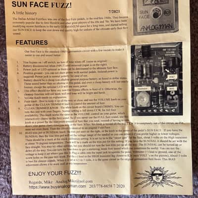 Analogman Germanium Sun Face Fuzz 2020 - Gold image 9