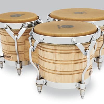 Latin Percussion LP Generation 3 Traditional 5-1/2", 7-1/4", and 9" Bongos - Oak Natural with Chrome Hardware (LP202-AW) image 2