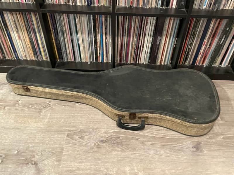 Vintage 1960’s 2 Tone Guitar Case Black / Cream Tweed w Red Interior Harmony Stratotone Danelectro Silvertone Regal Kay Gibson Gretsch Mosrite Burns image 1