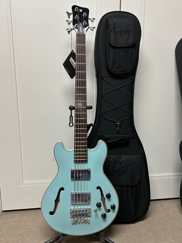 Warwick RockBass Star Bass 5-String Semi-Hollow Bass Guitar 2025 - Solid Daphne Blue High Polish image 1