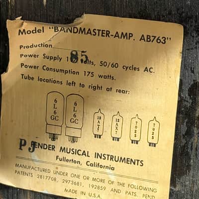 Fender Bandmaster 40-Watt 2-Channel Guitar Amp Head 1966 - Black Panel image 16