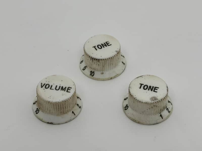 1954 Style Fender Stratocaster / Strat Short Skirt Bakelite Knobs Set - 54 - Aged - Relic - Extremely Rare! image 1