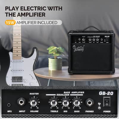 Glarry GST Electric Guitar HSS Pickups w/20W Amplifier Black image 9