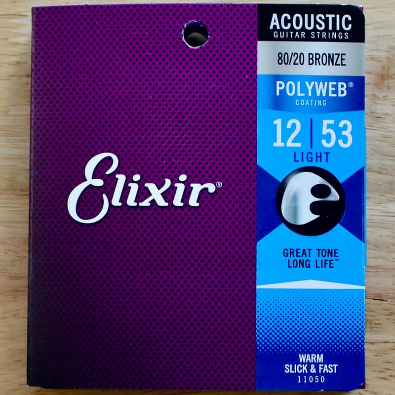Elixir 80/20 Bronze Acoustic Strings Polyweb Coating Light image 1