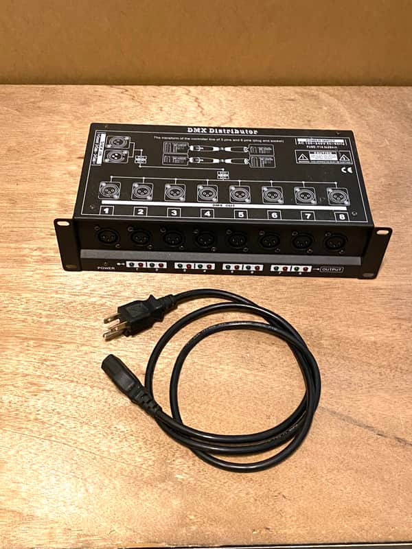 New DMX Distributor - 8-Way DMX Output Signal Splitter Distribution Rack Lighting Hub image 1