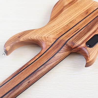 Full Zebra Wood Custom 6 String Electric Bass, 24 Frets Fingerboard image 9