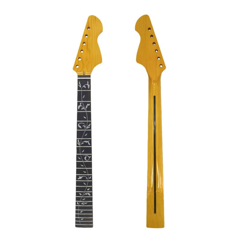 Yellow Paint Maple Electric Guitar Neck 6 String - 20 Fret 25.5" Replacement Neck with Rosewood Fretboard, 42mm Nut Width, Big F Headstock- Bolt-On Unfinished DIY Guitar Parts image 1