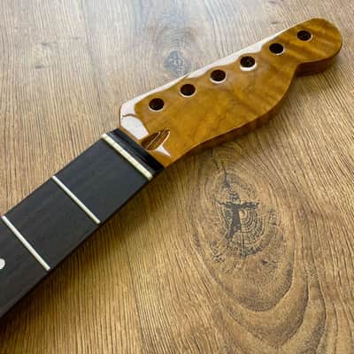 Telecaster Compatible Roasted Flame Maple and Rosewood Pro Guitar Neck Gloss image 4