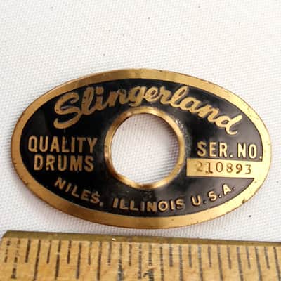 Slingerland Niles Black/Brass'69 Serial#210893 Badge Snare/Bass/Tom Drum Vintage image 1