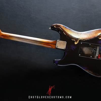 Fender Stratocaster “Midnight Monarch” Purple Gold Leaf Accents Heavy Aged Relic by East Gloves Customs [$550 Off! Limited Time Only!] image 11