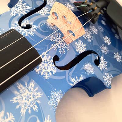 Snowflake White Glitter Violin Outfit - 4/4 / Pearl fine tuners / Crystal detail image 4