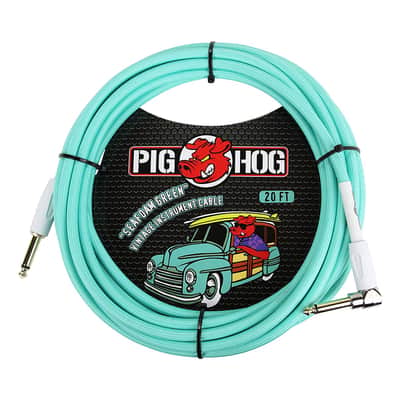 Pig Hog PCH20SGR Vintage Series 1/4" TS Straight to Right-Angle Instrument/Guitar Cable - 20'