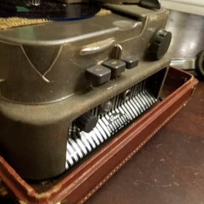 Gray Audograph soft vinyl recording cutting lathe dictating dictation machine, Case & microphone 1949 - Brown wrinkle paint image 12