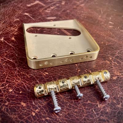Van Dyke-Harms Brass Telecaster Bridge and Monolithic Saddle Combo-Vintage Spec Mounting 2025 - Brass image 2