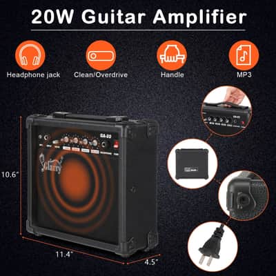 Glarry 36inch Burning Fire Style Electric Guitar HH Pickup / Sunset + Amplifier image 9