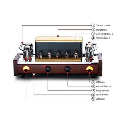 Dared VP-99P HiFi Vacuum Tube Integrated Amplifier,Stereo Amplifier, with Subwoofer Output, Output Power 50Wx2,KT88,12AX7...AC110 and AC230 Switchable image 6