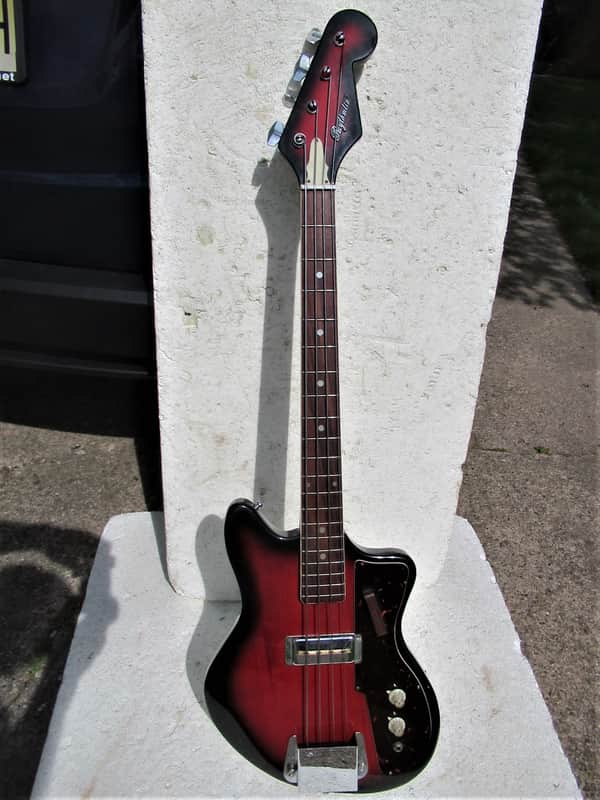 Rhythmline Bass Guitar, 1960's, Japan, Gold Foil Pickup,  Cherryburst image 1