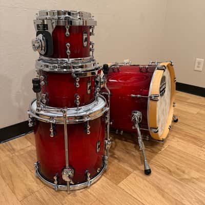 ~RARE!~ Mapex Black Panther 4-Piece 8/10/14/18 Cherry Bomb Drum Kit Set in Rose Burst with Brushed Black Nickel Hardware (Rm4) image 5