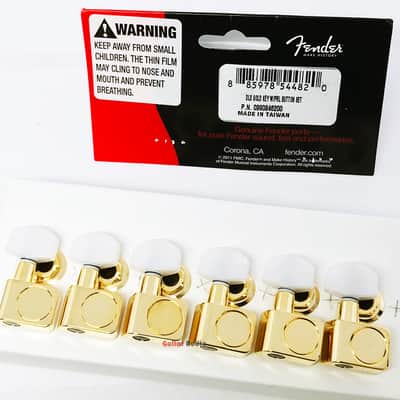 Genuine Fender DELUXE Strat/Tele Gold Tuners Pearloid Buttons Tuning Machines image 3