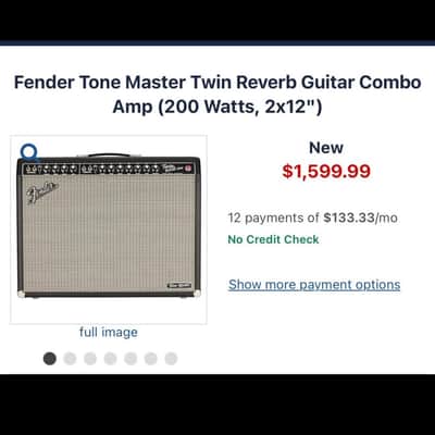 Fender Tone Master Twin Reverb Guitar Combo Amp (200 Watts, 2x12") image 3