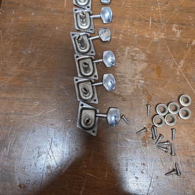 Fender F Tuner 6 In Line Metal Knob Lefty Complete Set of 6 1960s 1970s image 3