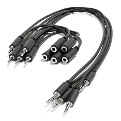 ExcelValley [Black | 200 cm - 78.74"] 5-Pack - Hopscotch Mono Splitter Y Patch Cables TS 3.5mm 1/8" Eurorack Synth image 1