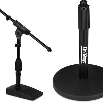 Gator Frameworks GFW-MIC-0821 Compact Base Bass Drum and Amp Mic Stand  Bundle with On-Stage DS7200B Adjustable Desktop Microphone Stand image 1