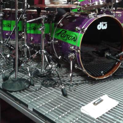 Rikki Rocket's Poison, 2018 Nothing But a Good Time Tour DW Cherry Mahogany 8-Piece Drum Set, Custom Poison Graphic, Autographed!! image 13