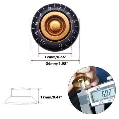4Pcs Guitar Knobs,Amber Top Hat Bell Style Rotary Knobs,Electric Guitar Bass Speed Volume Tone Control Knobs Fits 6mm/0.24" Rotary Shaft Musical Instruments And Radios Parts Replacement KNOB-S33 image 2