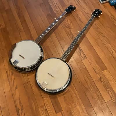 Harmony Long Neck Pete Seeger Model Barclay 1960 - Blue black with chromed phenolic drum and blue black reonator image 2