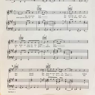 Bad Blood - Neil Sedaka - Piano/Vocal/Guitar (USED SHEET MUSIC) image 3