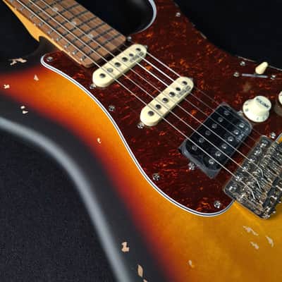Vintage V6HMRSB HSS Icon Aged Relic Electric Guitar Gloss Sunburst image 13