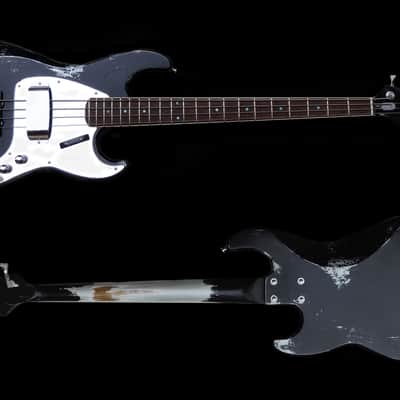 Black/Silver Heavy Relic Precision Style PS Electric Bass Guitar By Burretone Guitars image 1