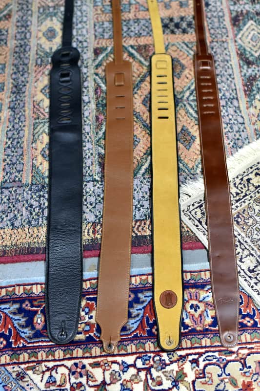 Levi, Fender and unknown Black, Brown and Tan Leather Straps image 1