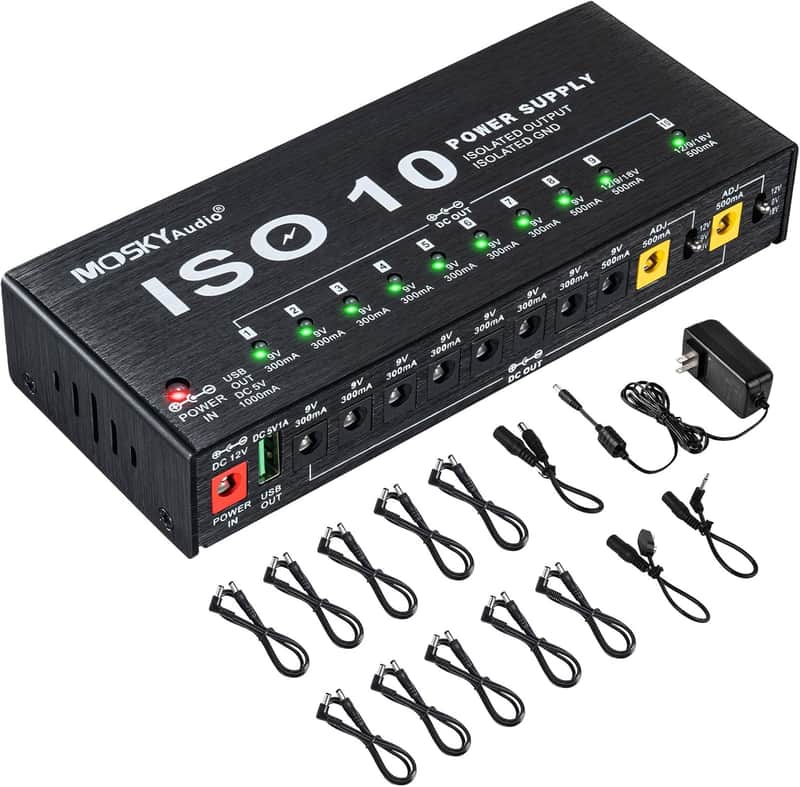 Mosky Pedal Power Supply DC 9V-18V 10 Outputs US/UK/EU Plug (Price includes the import duty for US buyer) image 1