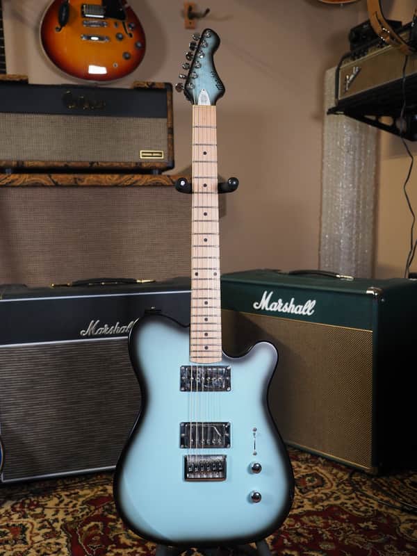 Moniker Custom made 1/1 P90 and HB Modified-Strat-style body Blue black sunburst image 1