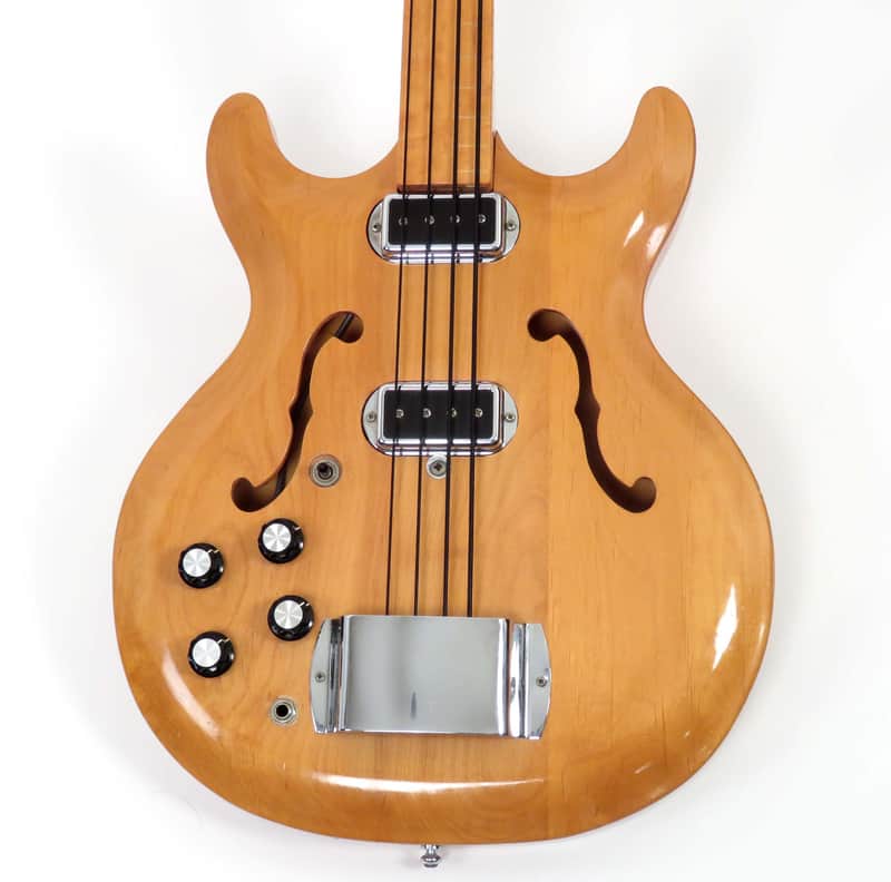 1969 Hohner Bartell Bass Fretless Rare LEFT HANDED - Natural Finish Black Widow image 1